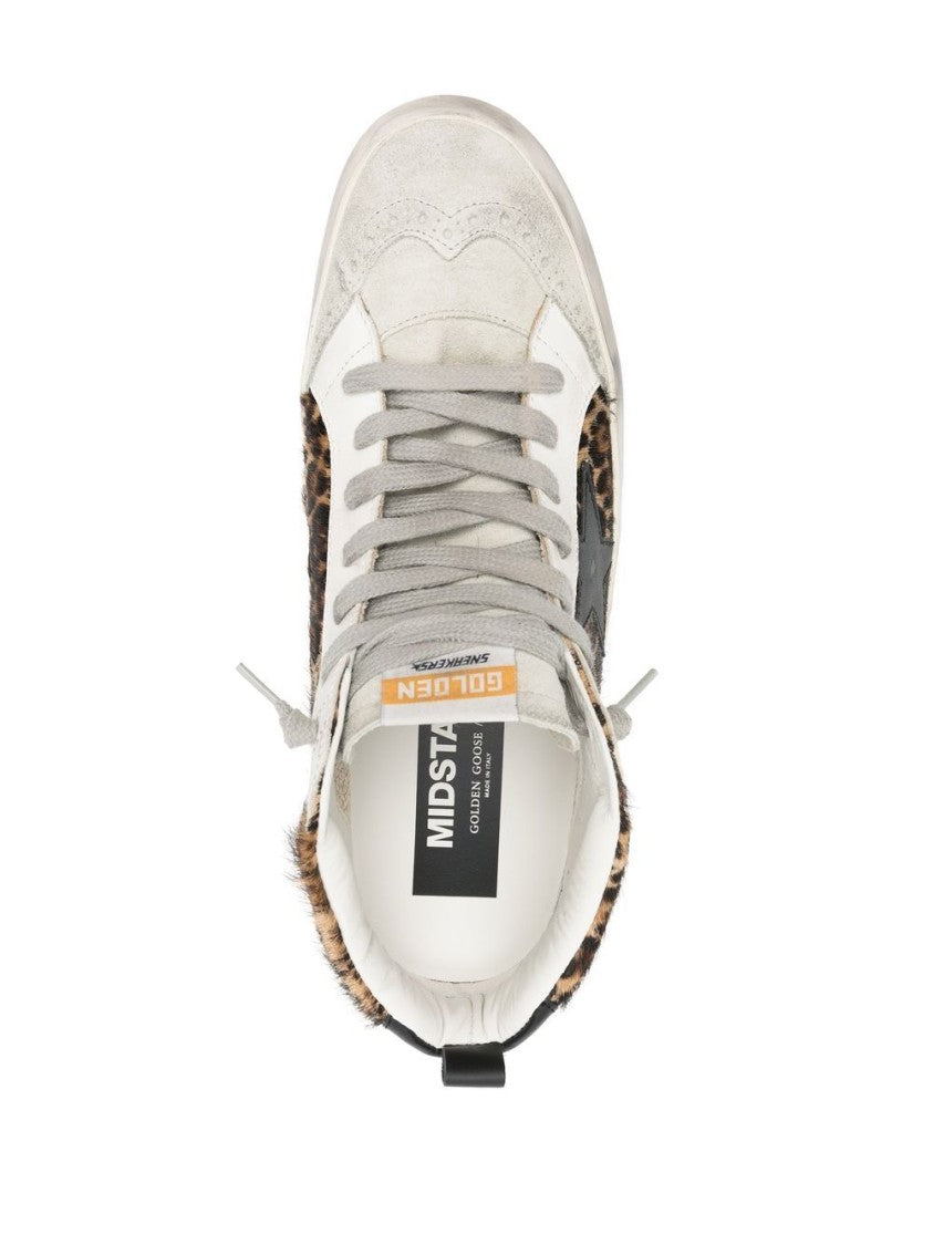 Golden Goose Leopard Print Silk And Nylon Mid-Top Sneakers