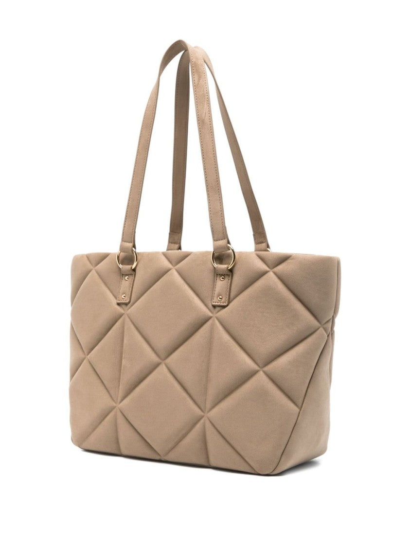 Love Moschino Quilted Brown Shopper Bag With Gold-Tone Logo