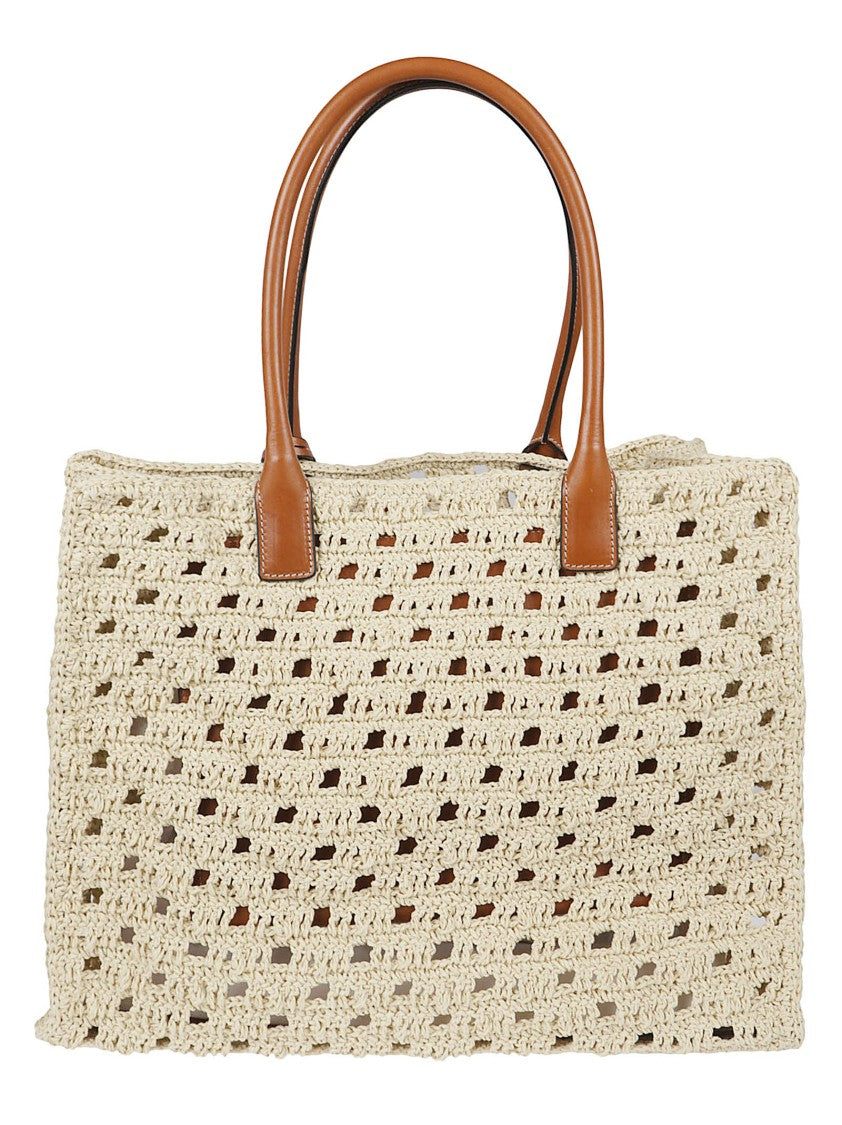 Versace Textured Woven Bag With Gold Medusa Plaque