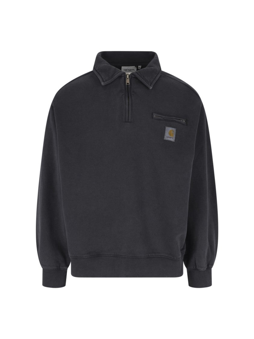 Carhartt Wip Black Detroit Worn Zip-Up Sweatshirt
