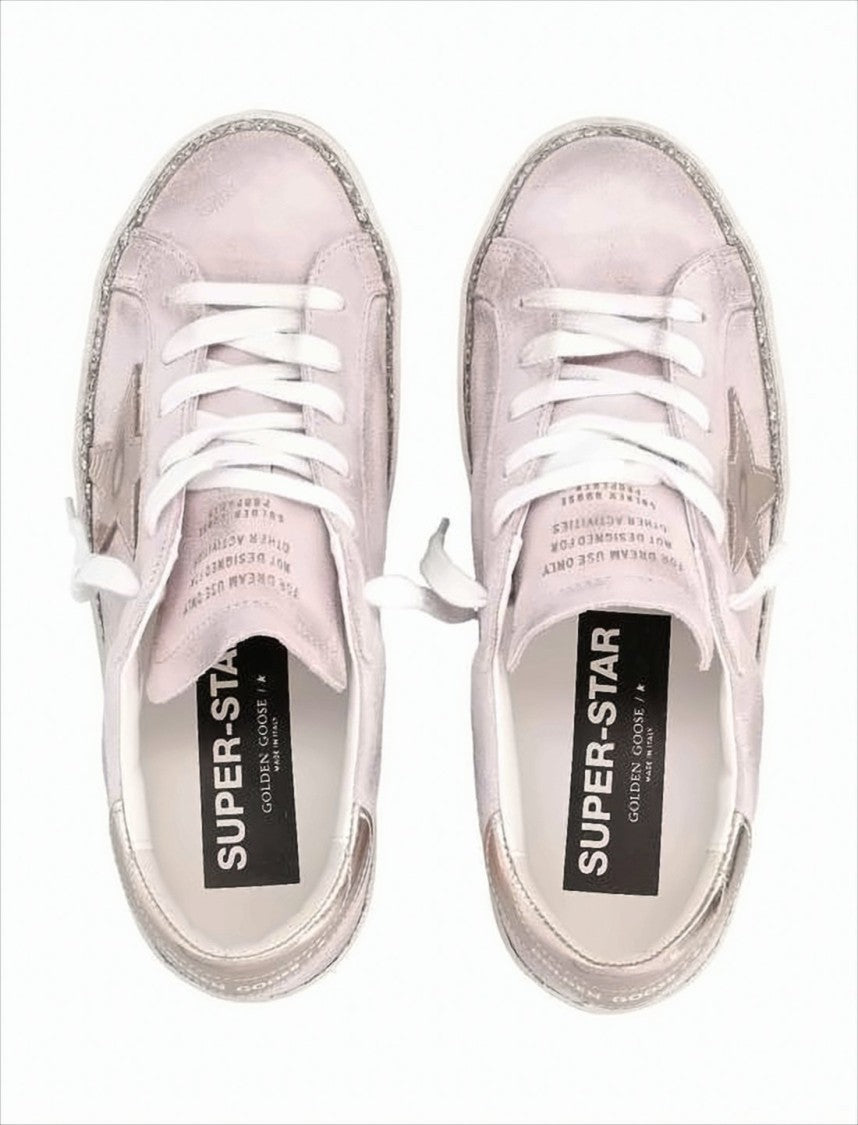 Golden Goose Distressed Suede Low-Top Sneakers With Metallic Accents