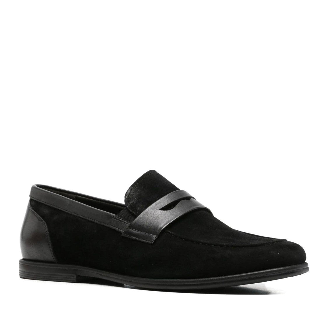 Alberto Gozzi Black Low-Profile Leather Detail Leather Flats
