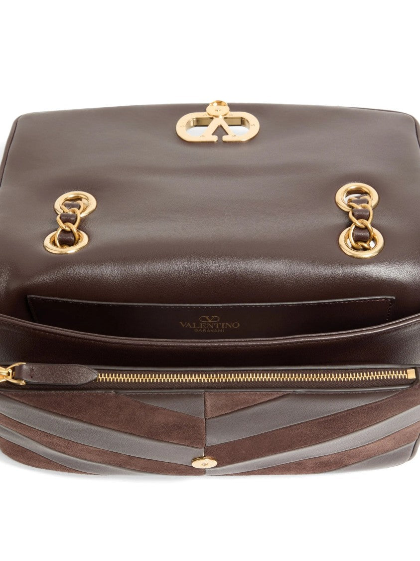 Valentino Djuna Medium Chevron Suede Shoulder Bag