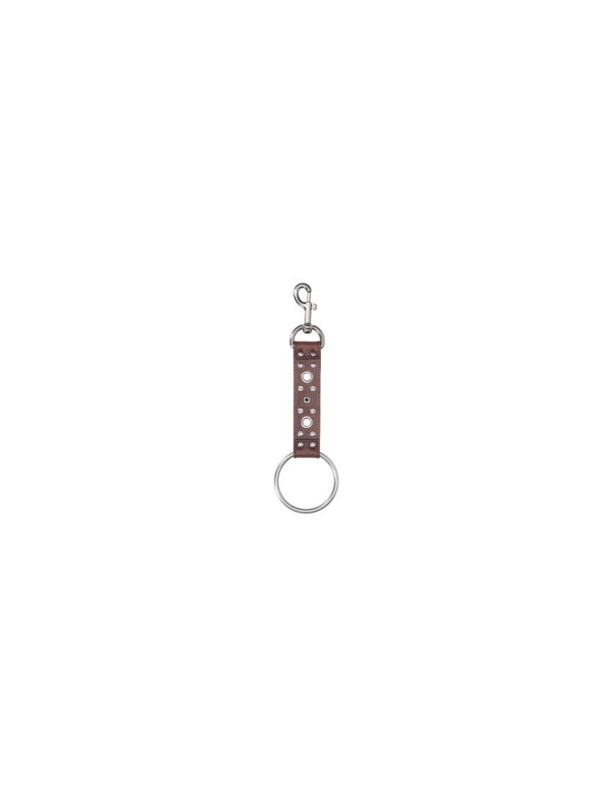 Martine Rose Brown Studded Leather Strap Keychain Charm
