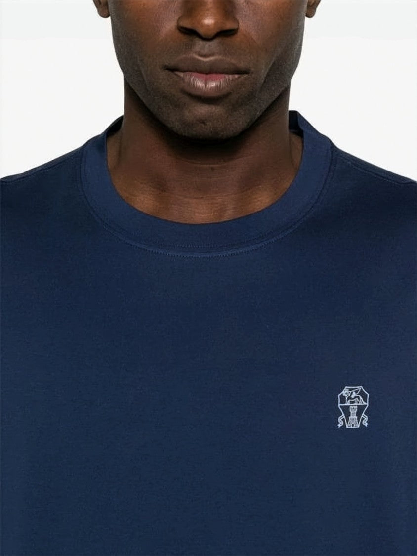 Brunello Cucinelli Short-Sleeve Crew Neck T-Shirt With Subtle Logo