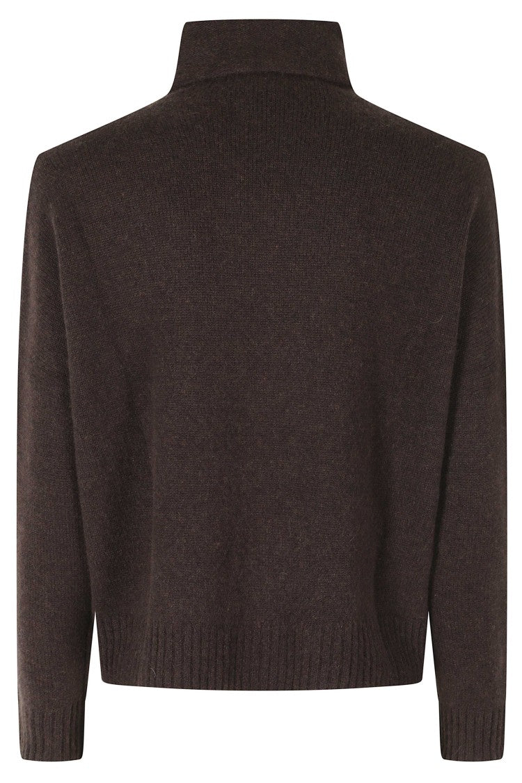 Kujten Tila Brown High-Neck Raglan Cashmere Sweater