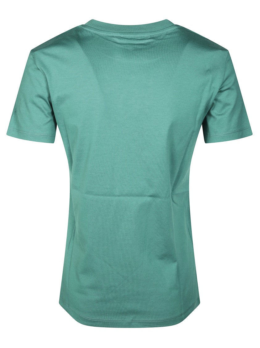 Max Mara Short-Sleeved White T-Shirt With Pocket Detail