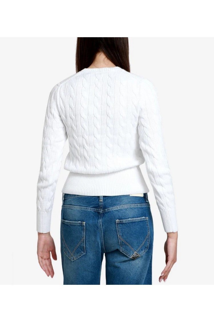 Polo Ralph Lauren White Cable-Knit Button-Front Cotton Cardigan