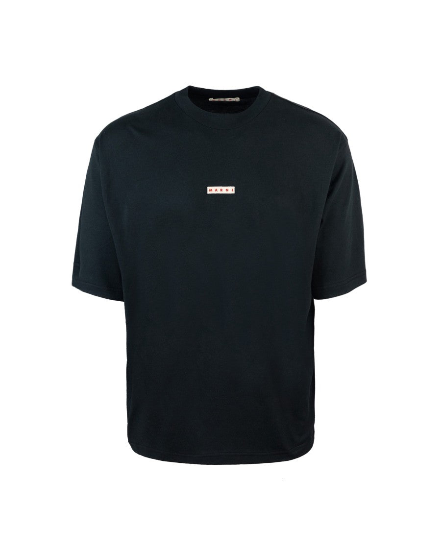 Marni Black T-Shirt With Logo Embroidery