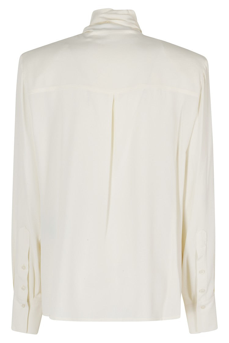 Federica Tosi Milk V-Neck Scarf-Style Acetate-Silk Blouse