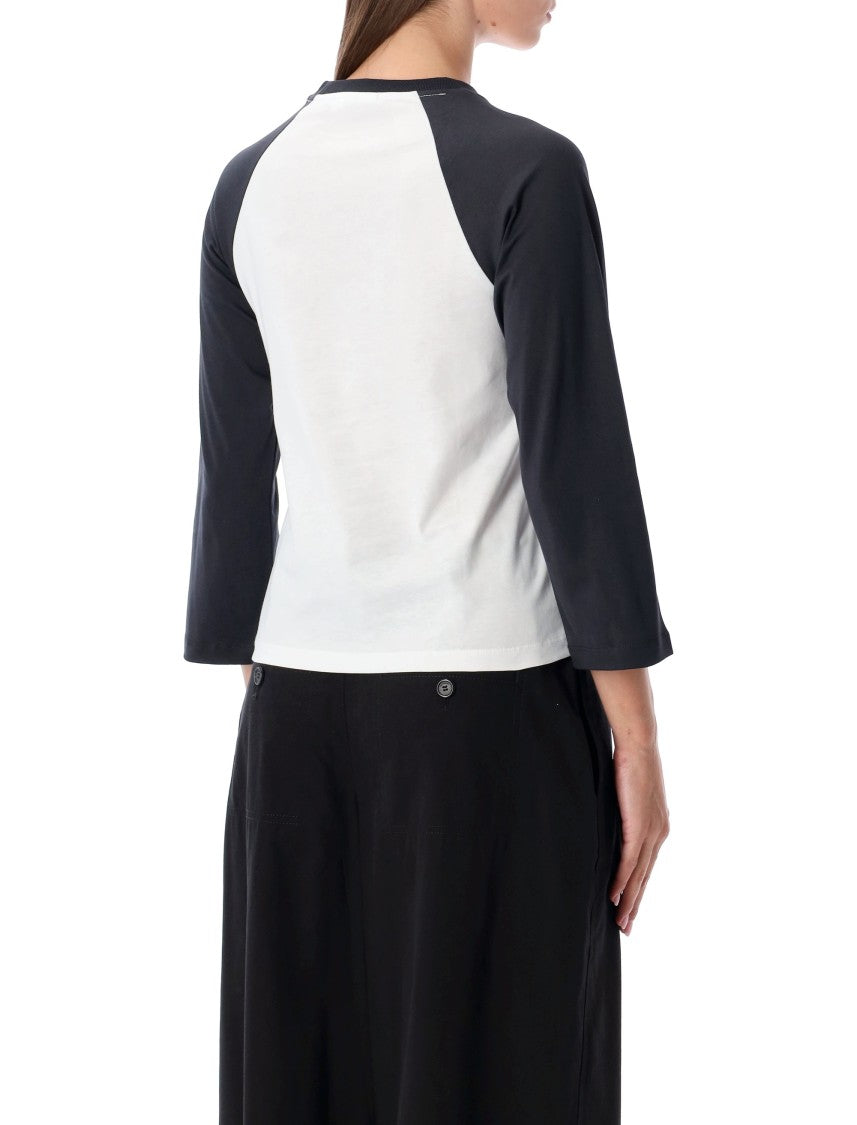 Ganni White Cropped Kitty 3/4 Sleeve T-Shirt