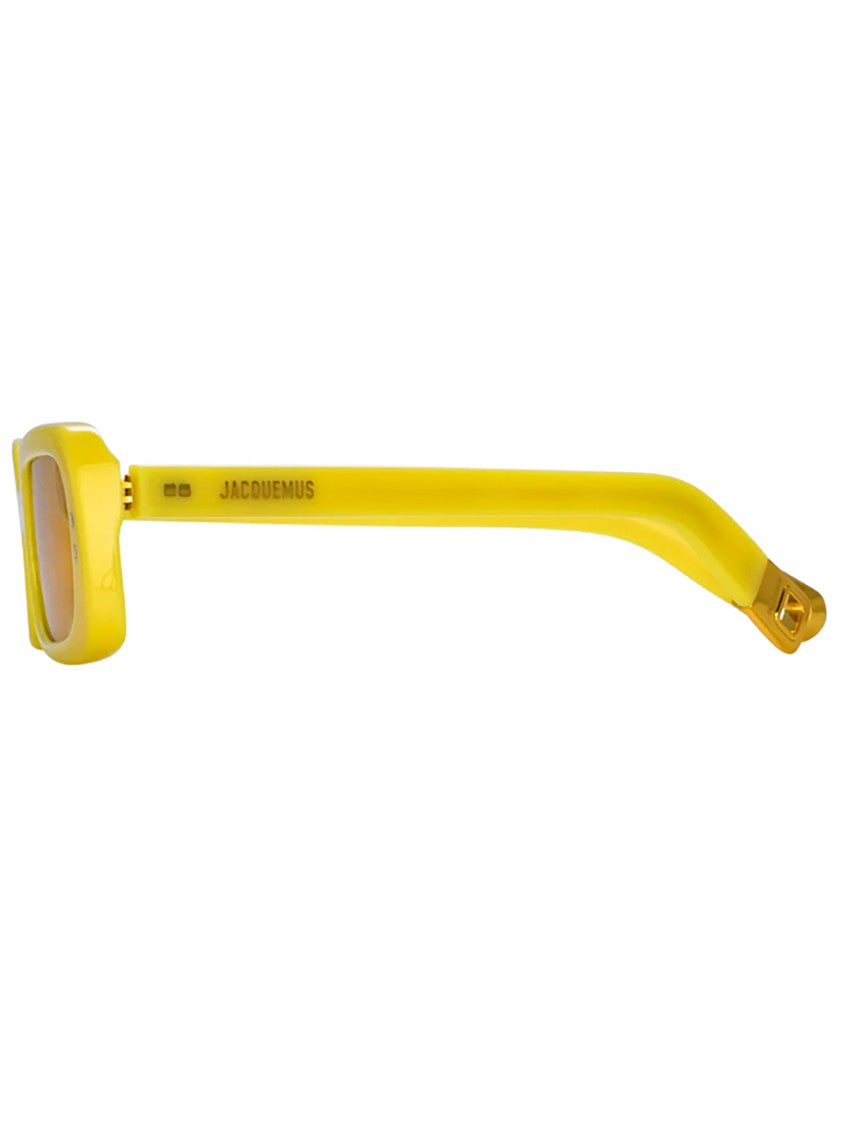 Jacquemus Bold Yellow Acetate Sunglasses With Rectangular Frame