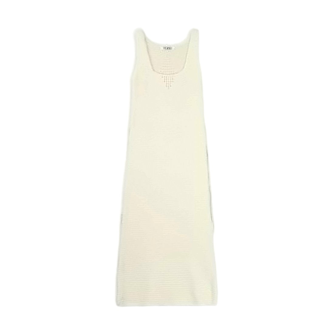Verso Textured Knit Midi Dress With Scoop Neckline And Subtle Detailing