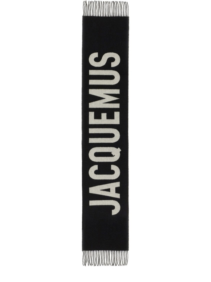 Jacquemus Long Rectangular Wool Scarf With Logo