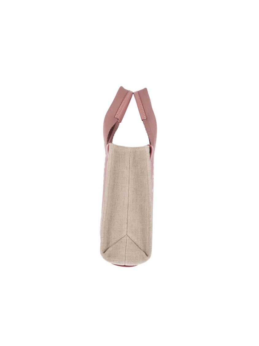 Chloé Beige Woody Linen Logo Tote Bag