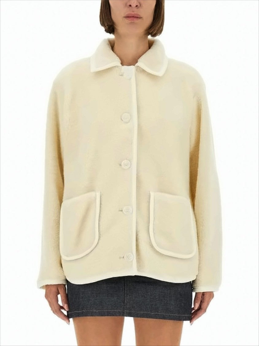 A.P.C. Plush Cream Jacket With Classic Collar