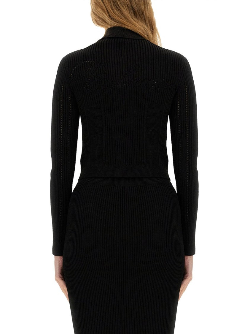 Balmain Fitted Black Knitted Cardigan