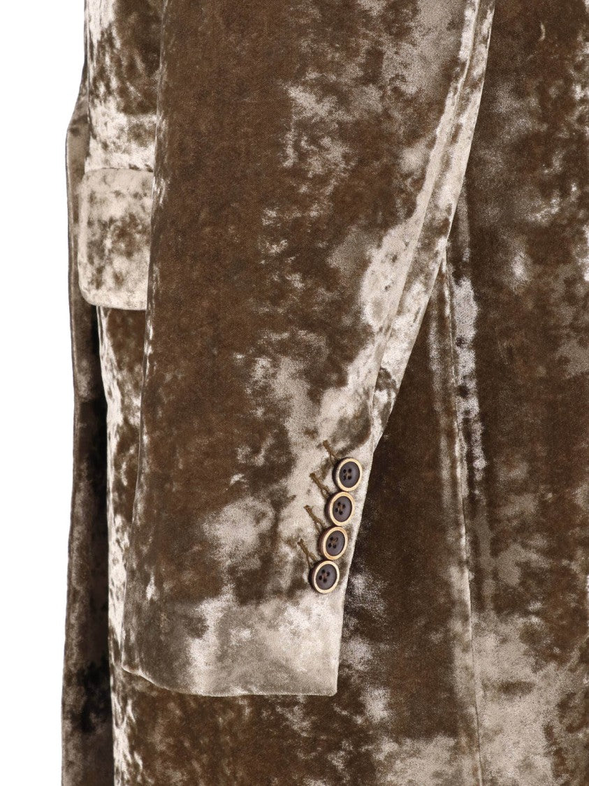Uma Wang Green Camelot Double-Breasted Viscose-Blend Velvet Coat