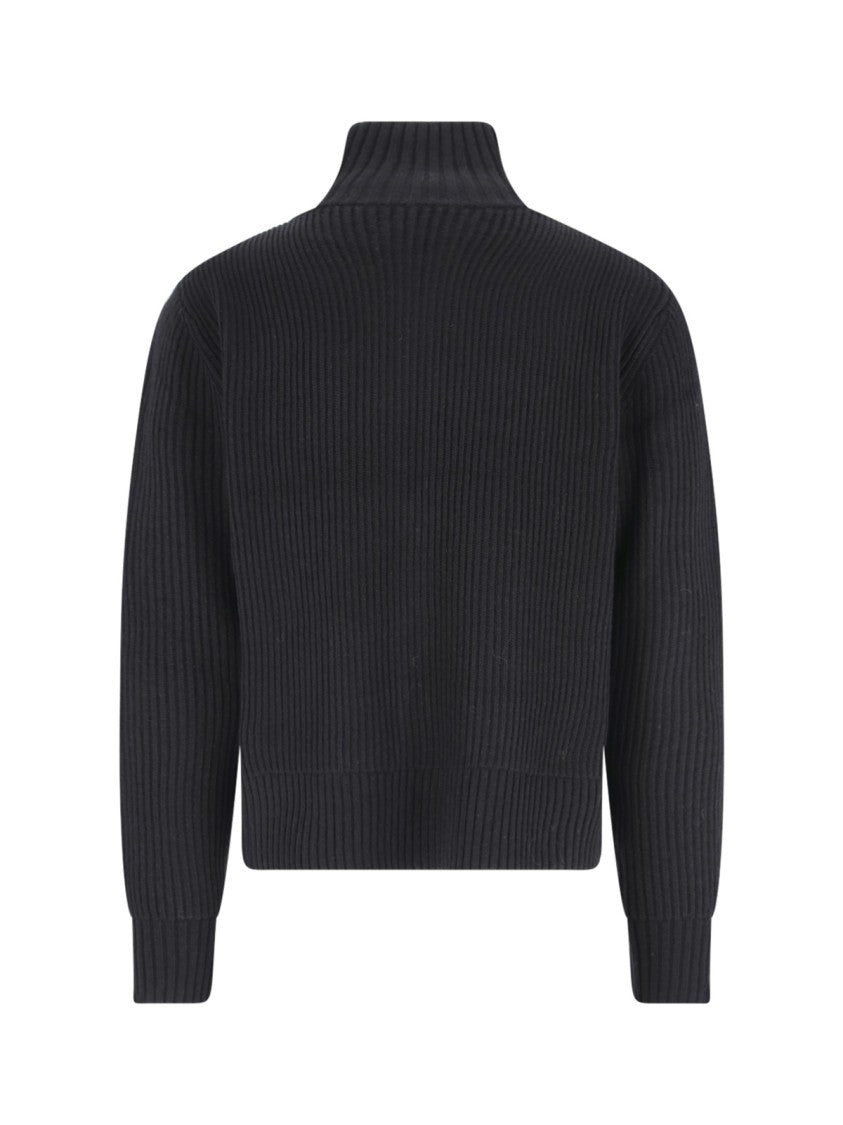 Berner Kuhl High-Collared Zip-Up Sweater With Ribbed Knit Texture