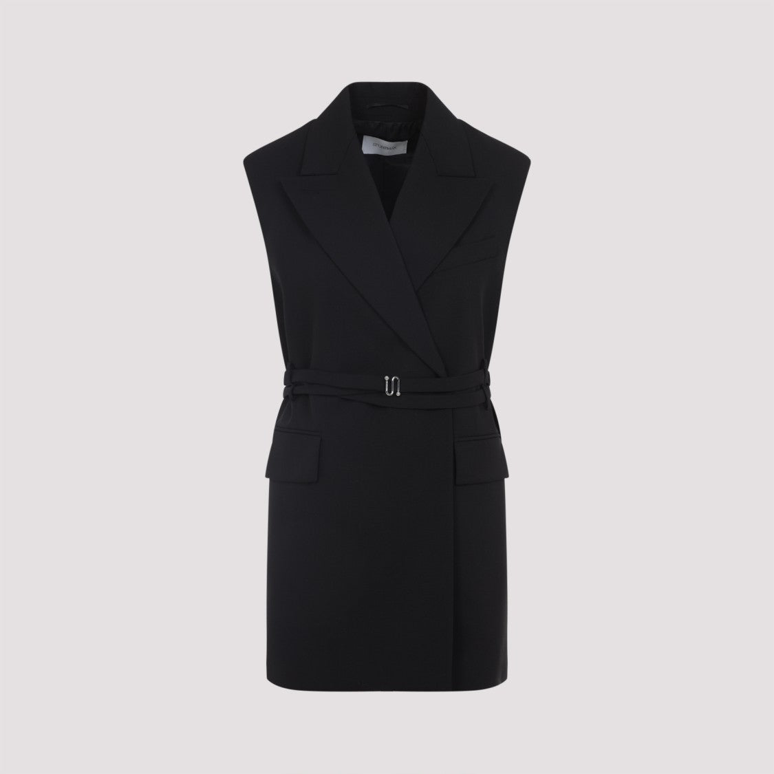 Sportmax Belted Black Virgin Wool Waistcoat