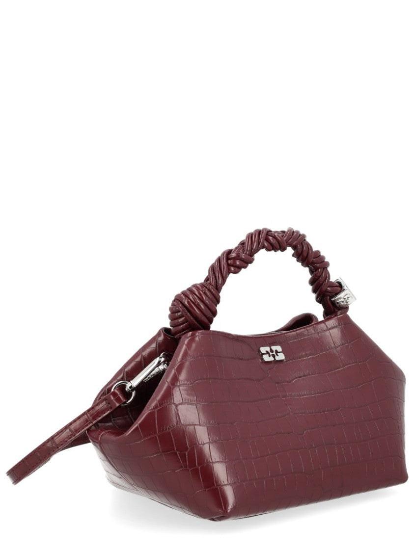 Ganni Bou Crocodile-Embossed Structured Tote Bag