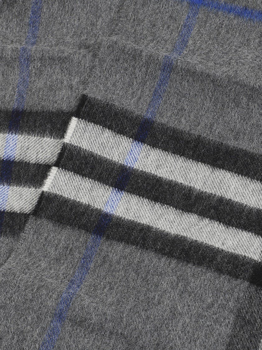 Burberry Cashmere Scarf With Burberry Check Embroidery