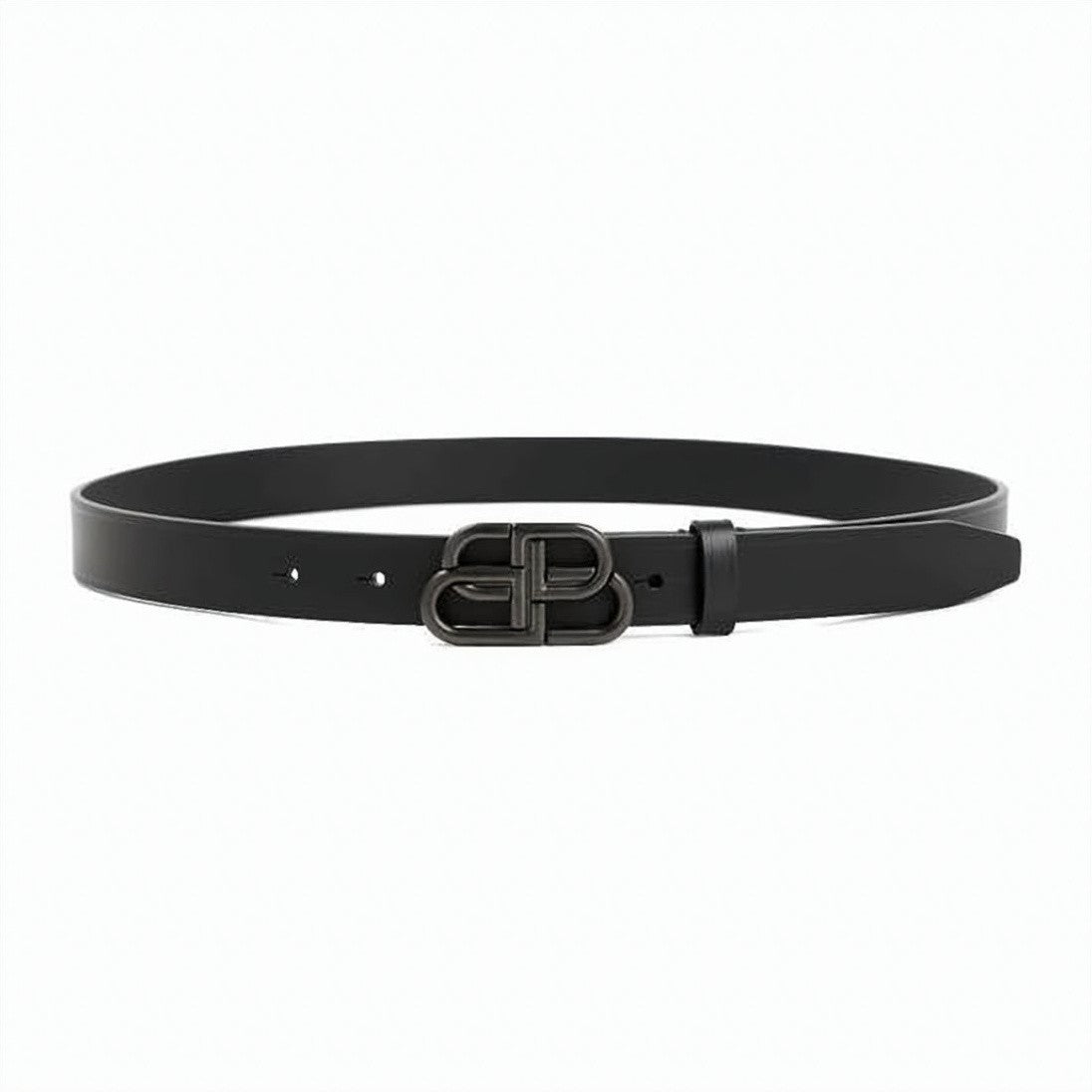 Balenciaga Interlocking Double-B Buckle Leather Belt