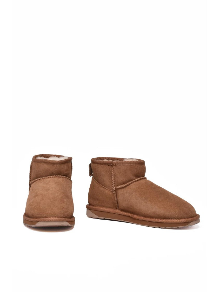 Emu Australia Brown Leather Fur Stinger Micro Ankle Boots