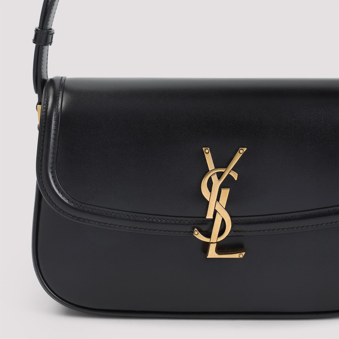 Saint Laurent Brushed Leather Shoulder Bag With Prominent Logo Detail