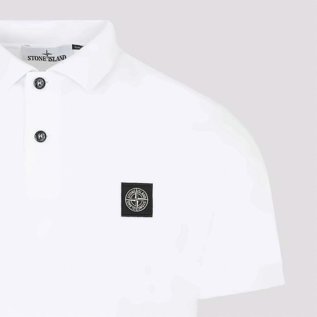Stone Island White Polo Shirt With Traditional Collar