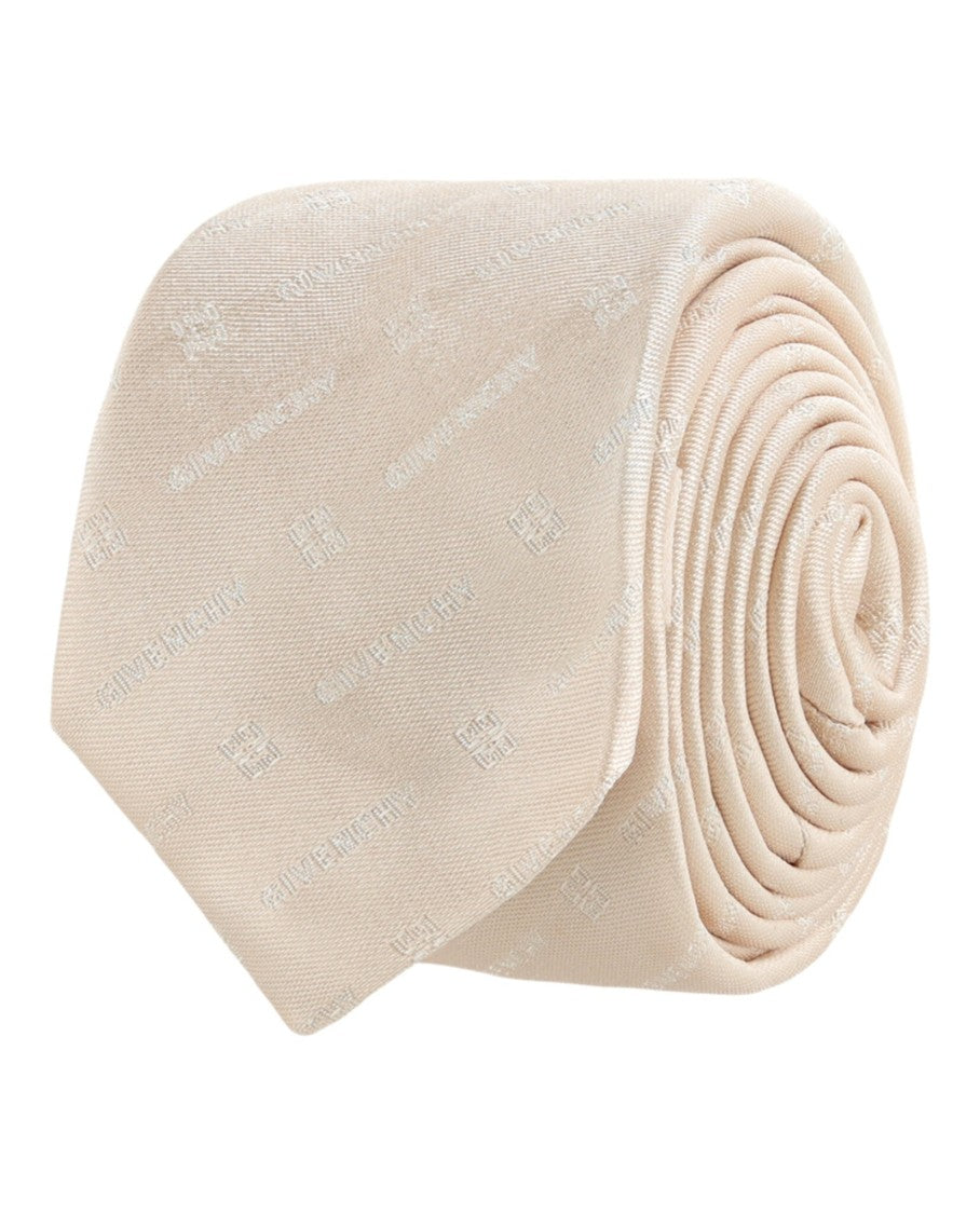 Givenchy Diagonal Pattern Silk Tie With Signature Logo And Emblem