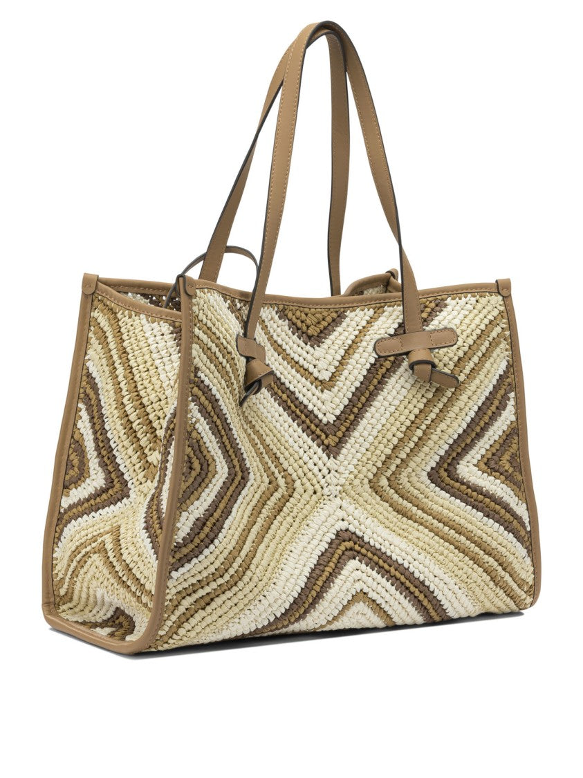 Gianni Chiarini Woven Shoulder Bag With Smooth Leather Trim