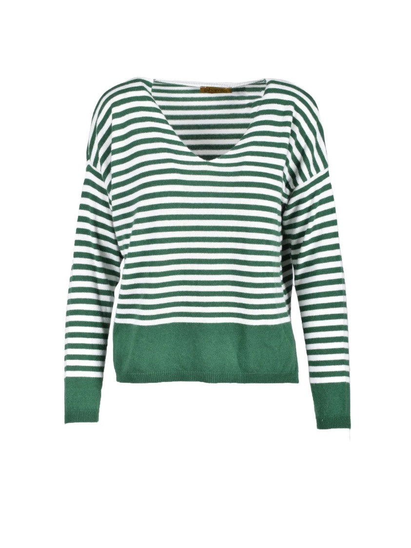 Ebarrito Green Striped Polyamide-Blend Sweater