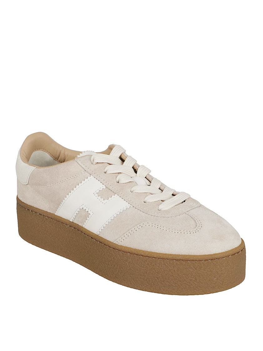 Hogan Beige Lace-Up Sneakers With Logo-Embellished Side Panels