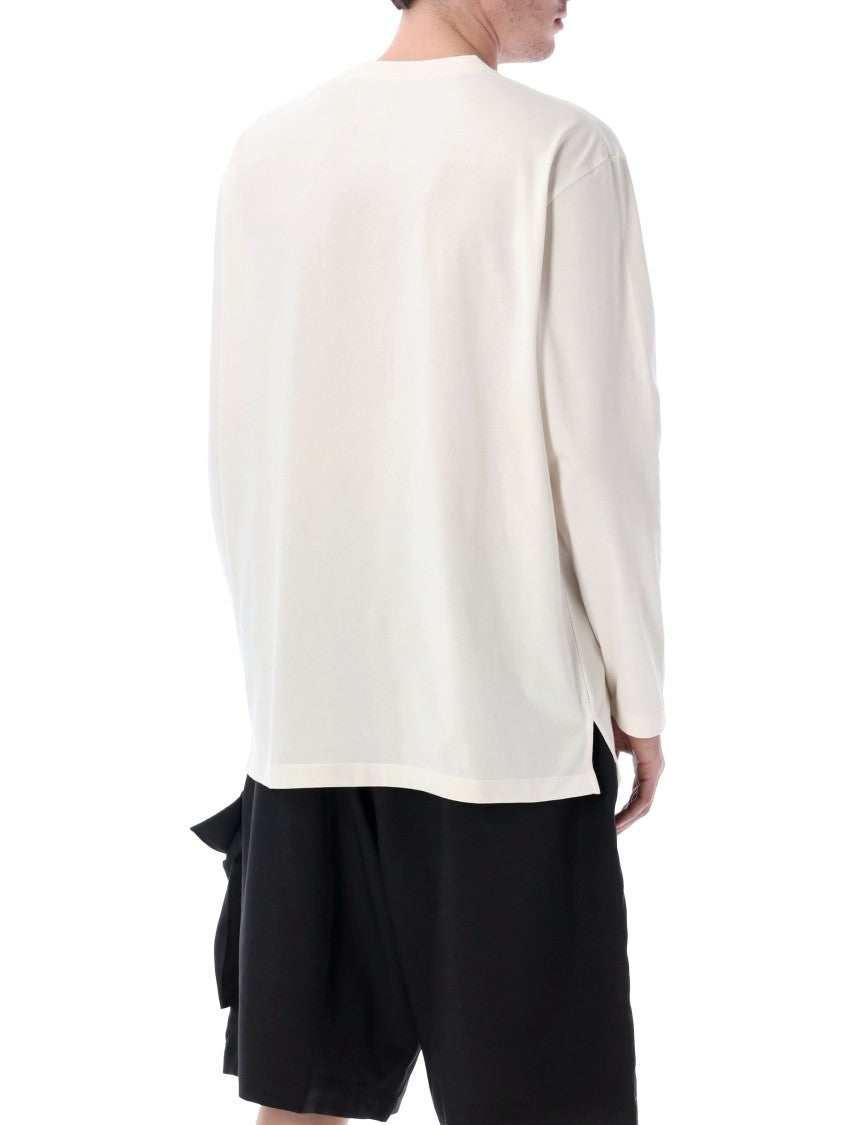Y-3 Relaxed Fit Long Sleeve T-Shirt With Satin-Effect Logo