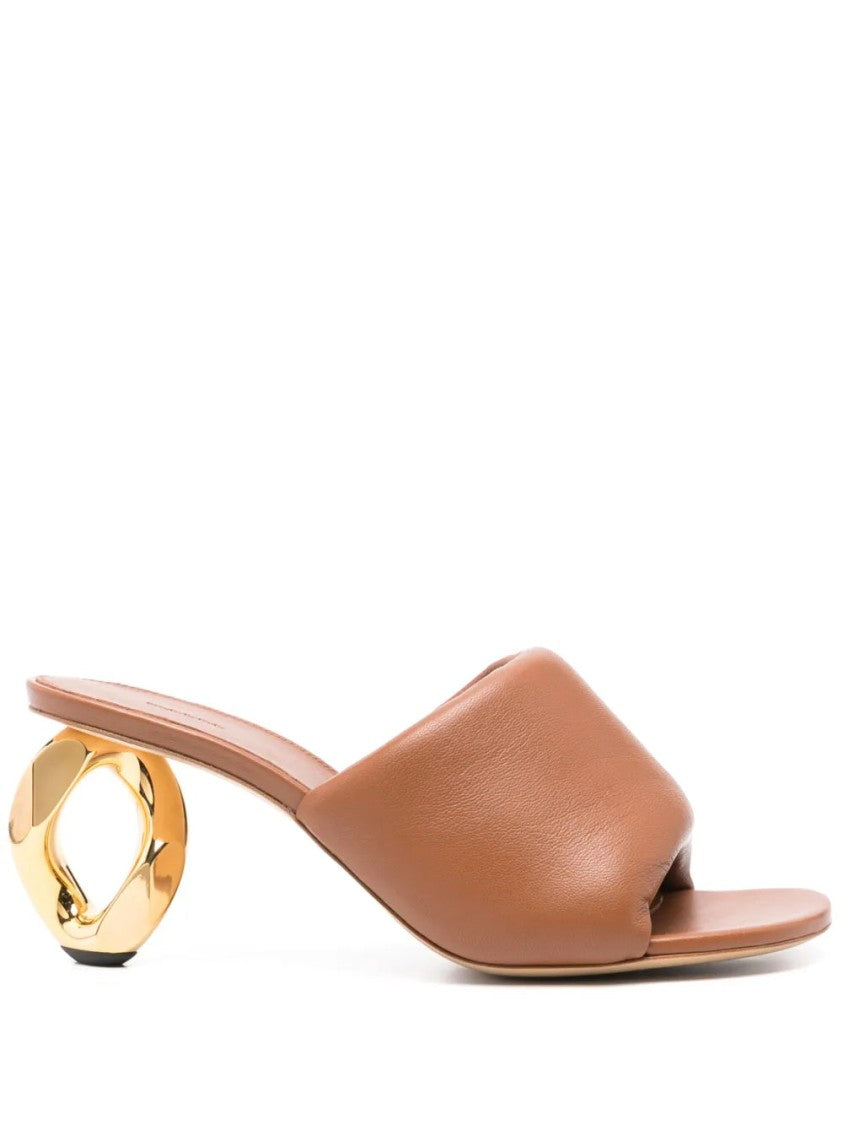 J. W. Anderson Chestnut Brown 80Mm Chain-Heel Leather Mules