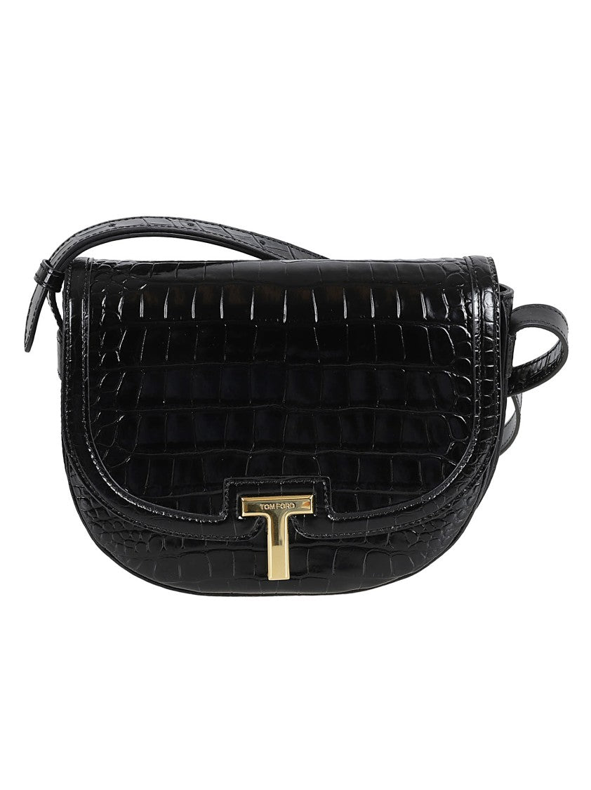 Tom Ford Textured Crocodile Finish Bag With Gold-Tone Accent