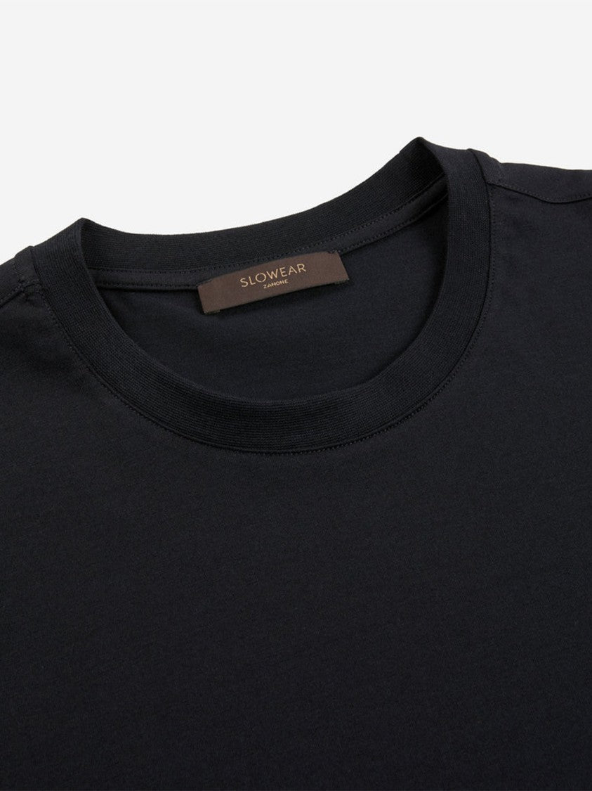 Zanone Black Boxy Fit Smooth Fabric T-Shirt