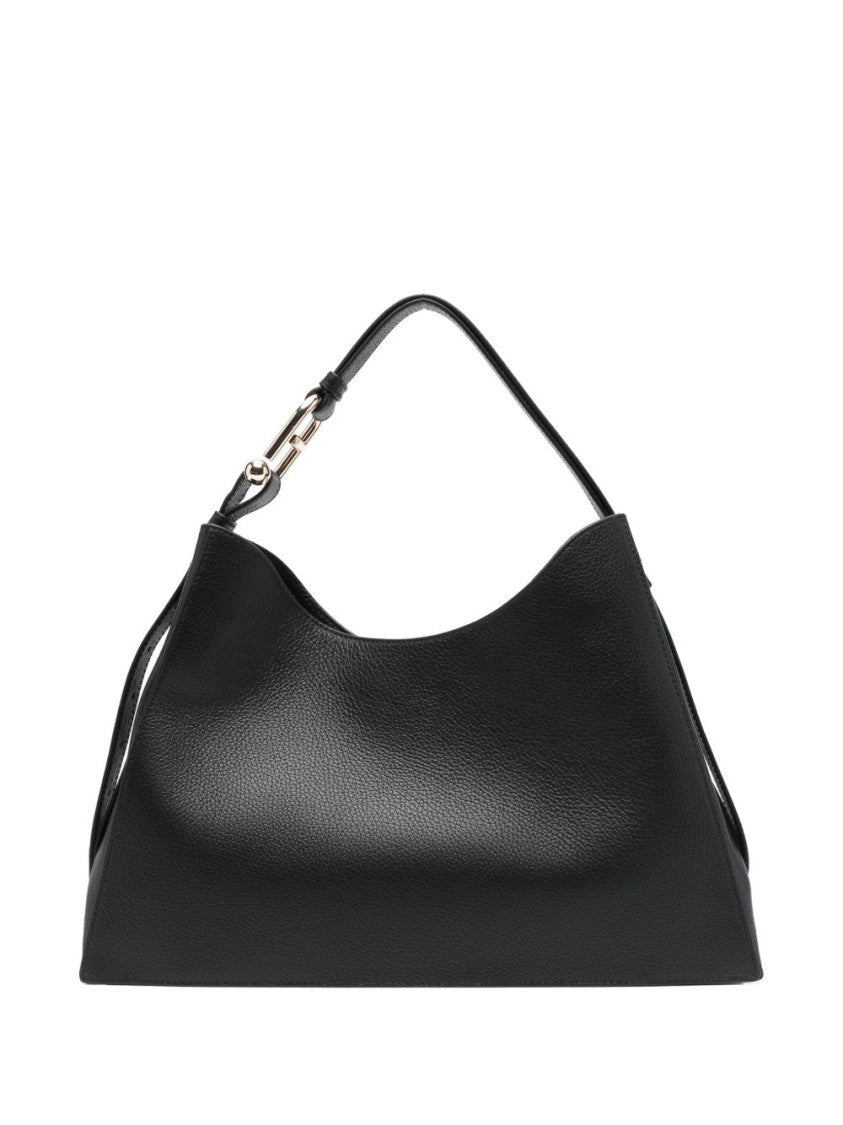 Furla Black Shoulder Bag With Textured Exterior