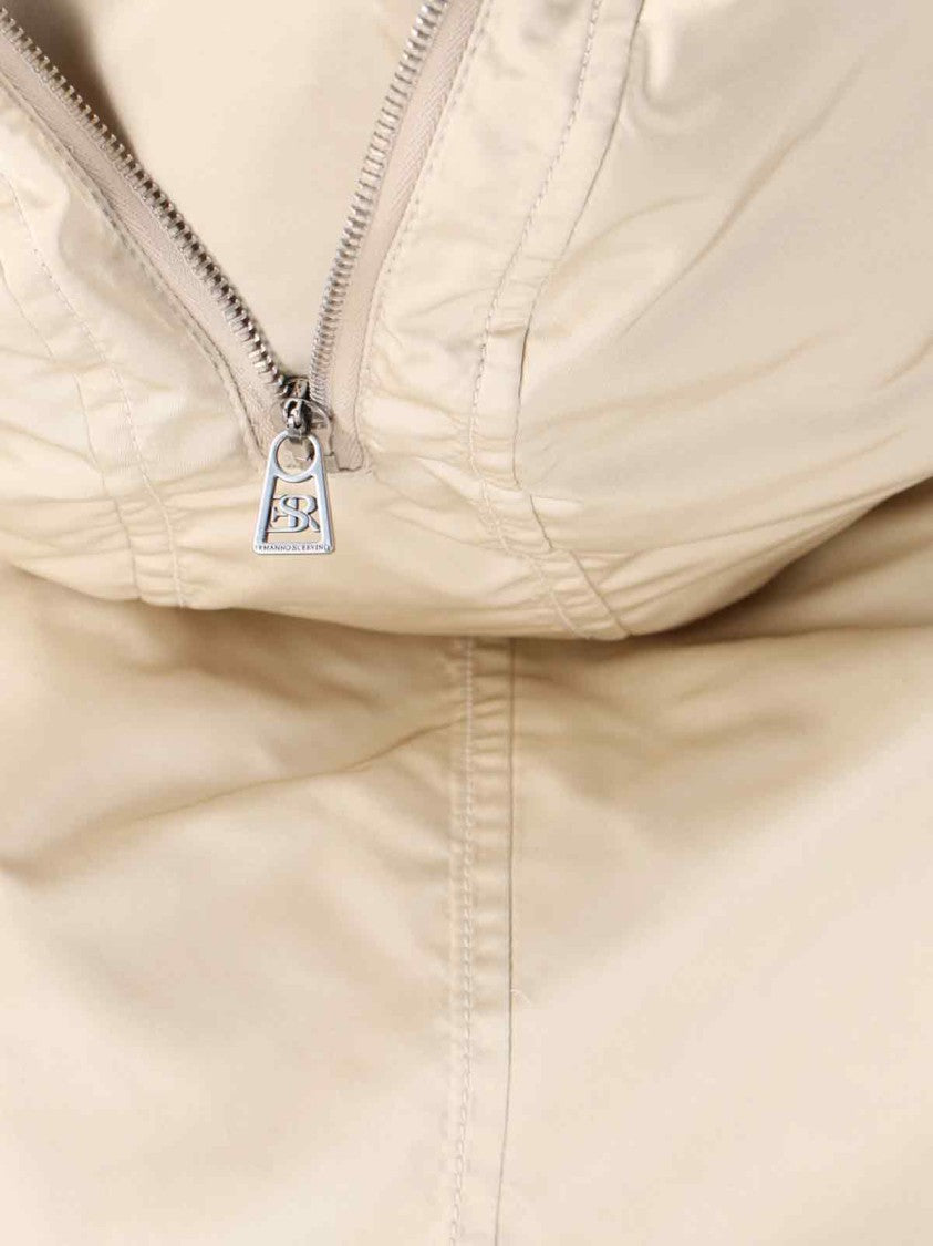 Ermanno Scervino Short Creamy Beige Shearling-Lined Jacket With Epaulets