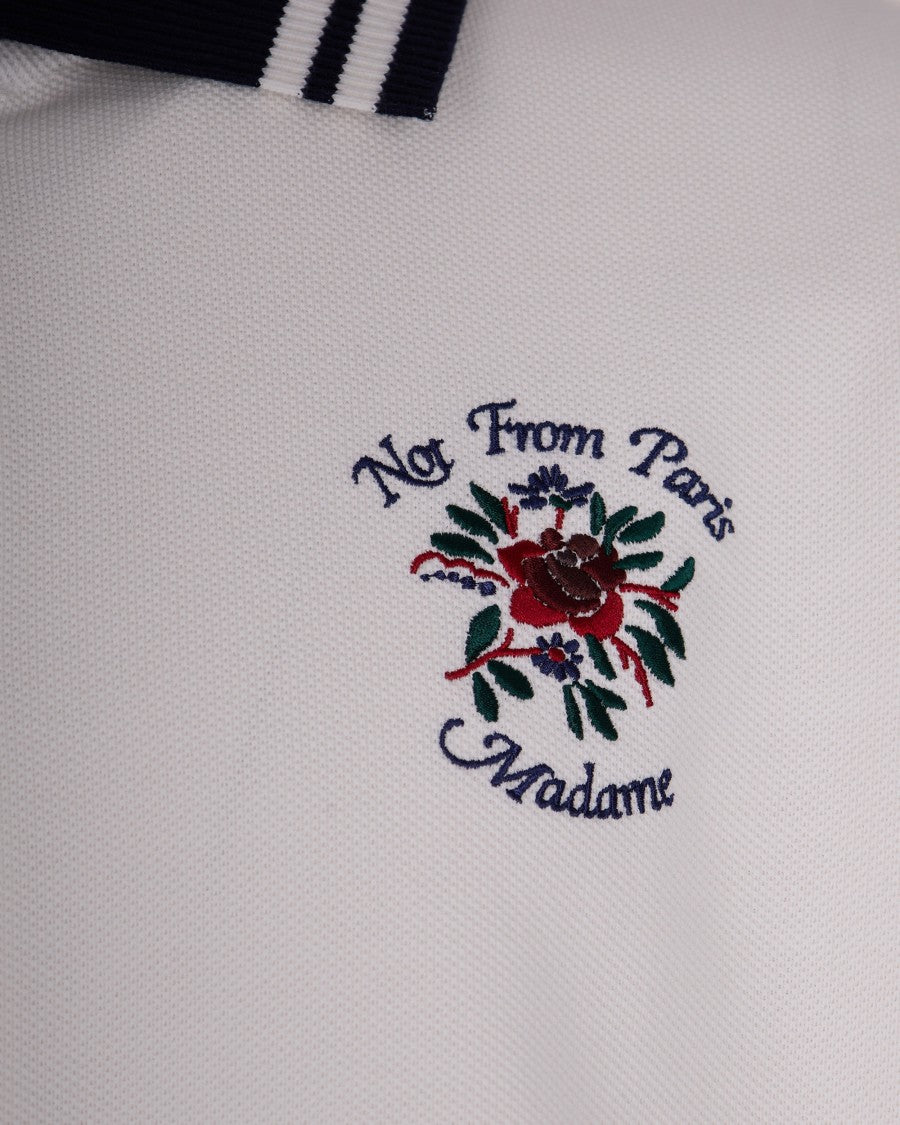 Drôle De Monsieur Short-Sleeved Embroidered Casual Shirt With Contrasting Collar