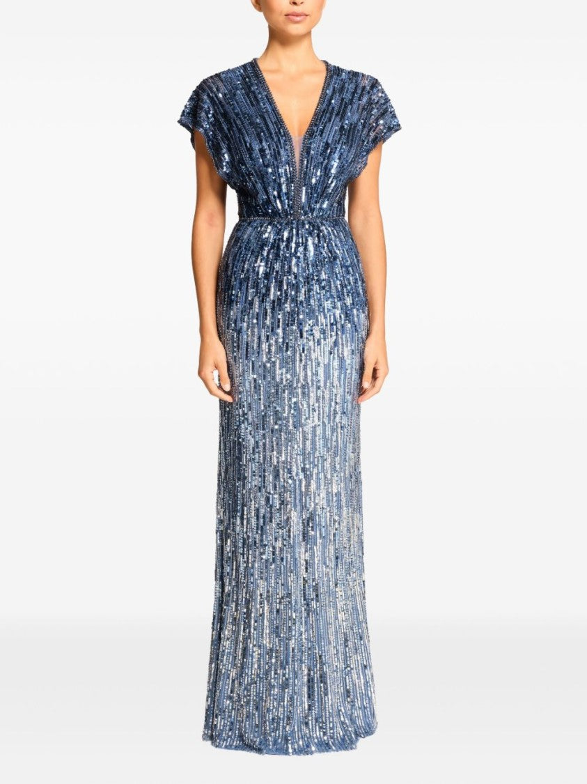 Jenny Packham Floor-Length Column Dress With V-Neck