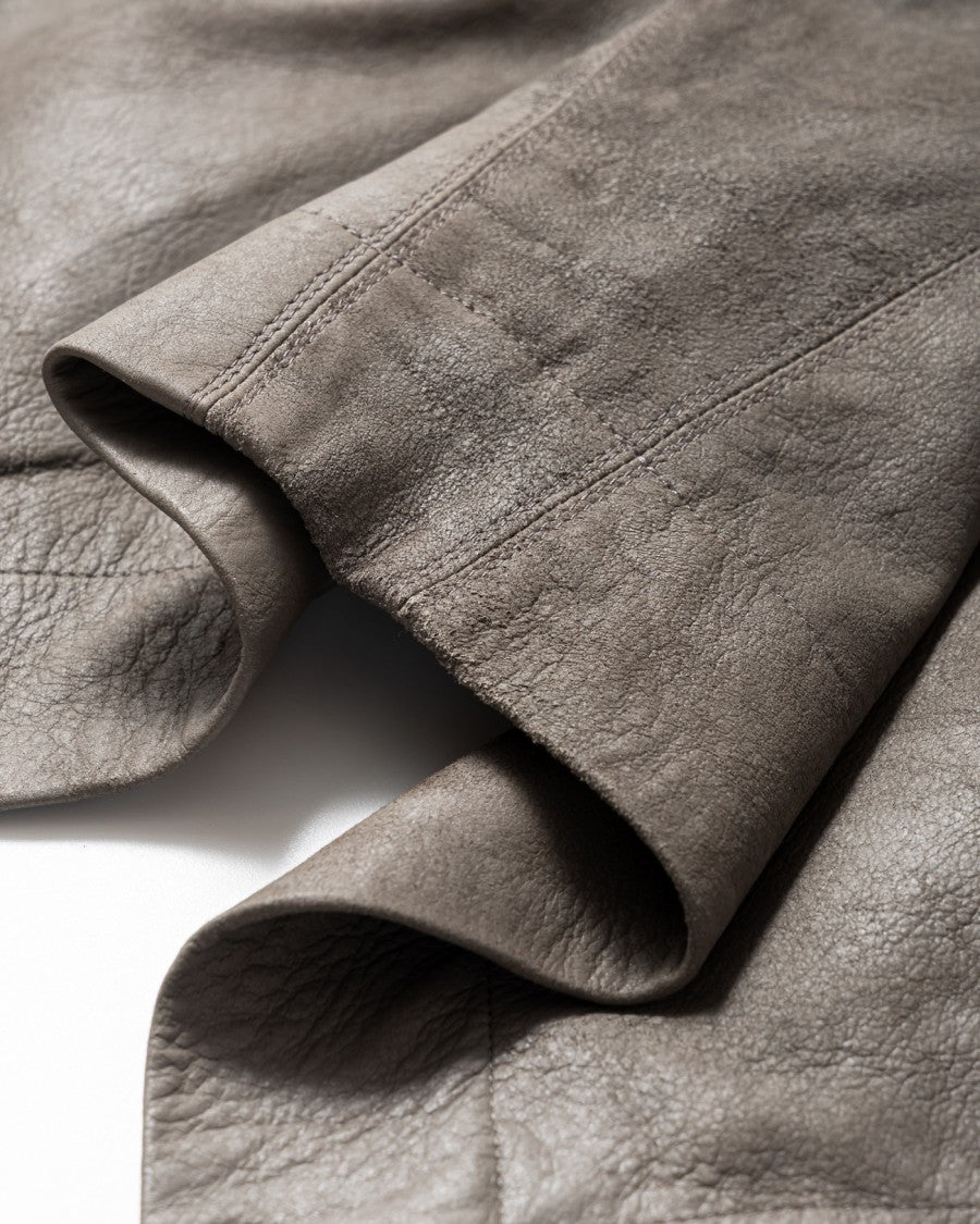 Rick Owens Taupe Grey Leather Biker Jacket