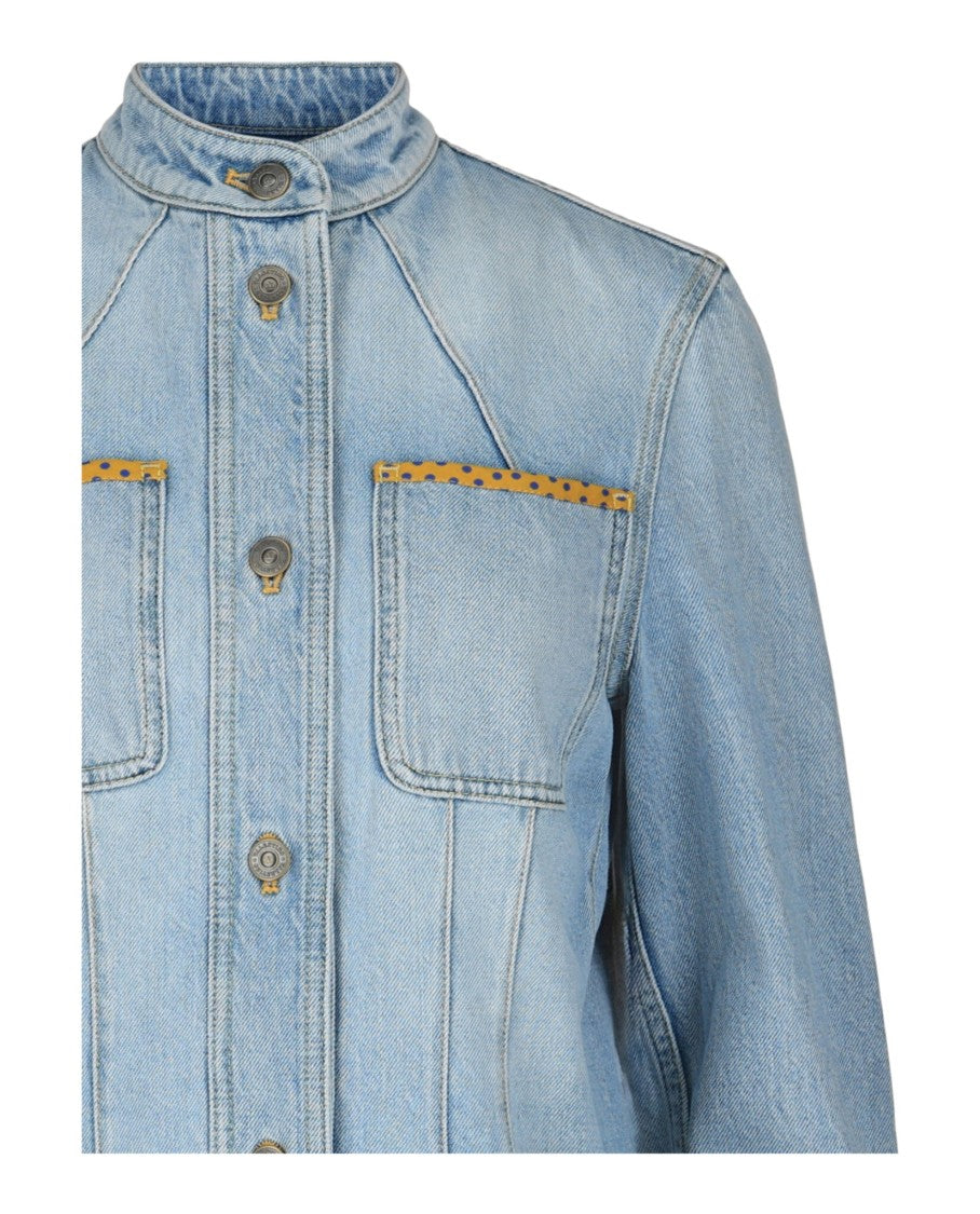 Valentino Embroidered Trimmed Denim Jacket