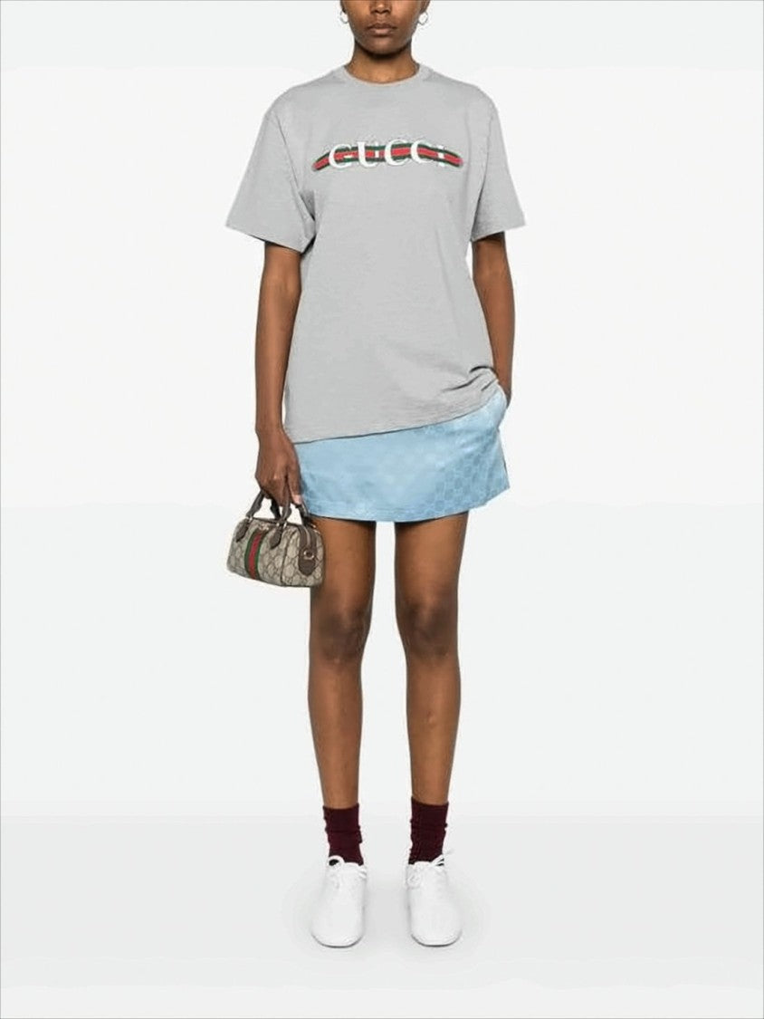 Gucci Short-Sleeve Cotton T-Shirt With Bold Stripe
