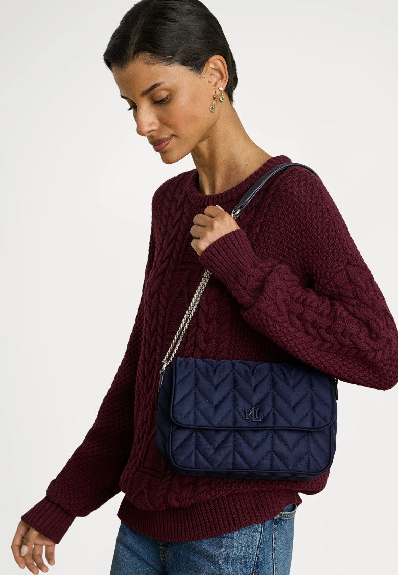 Lauren Ralph Lauren Navy Blue Stevie Recycled Shoulder Bag