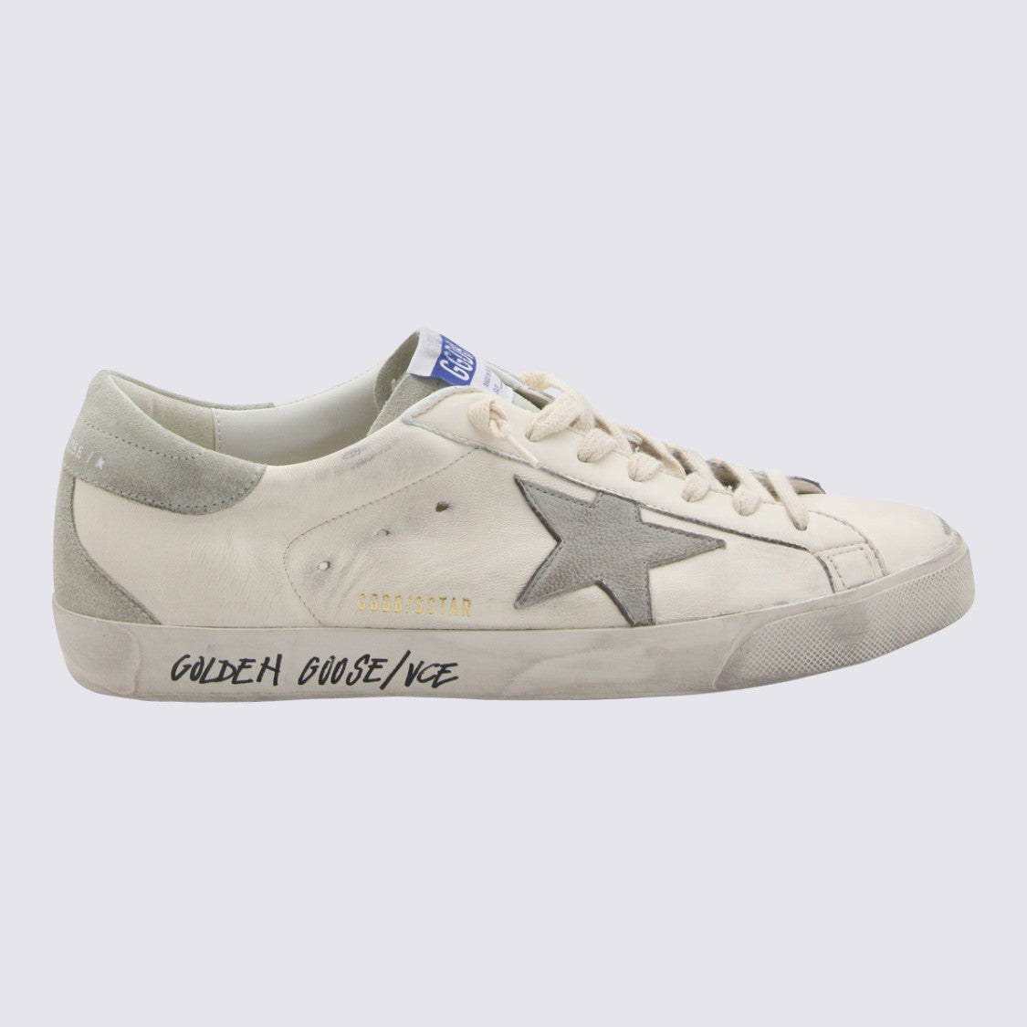 Golden Goose White And Grey Leather Sneakers