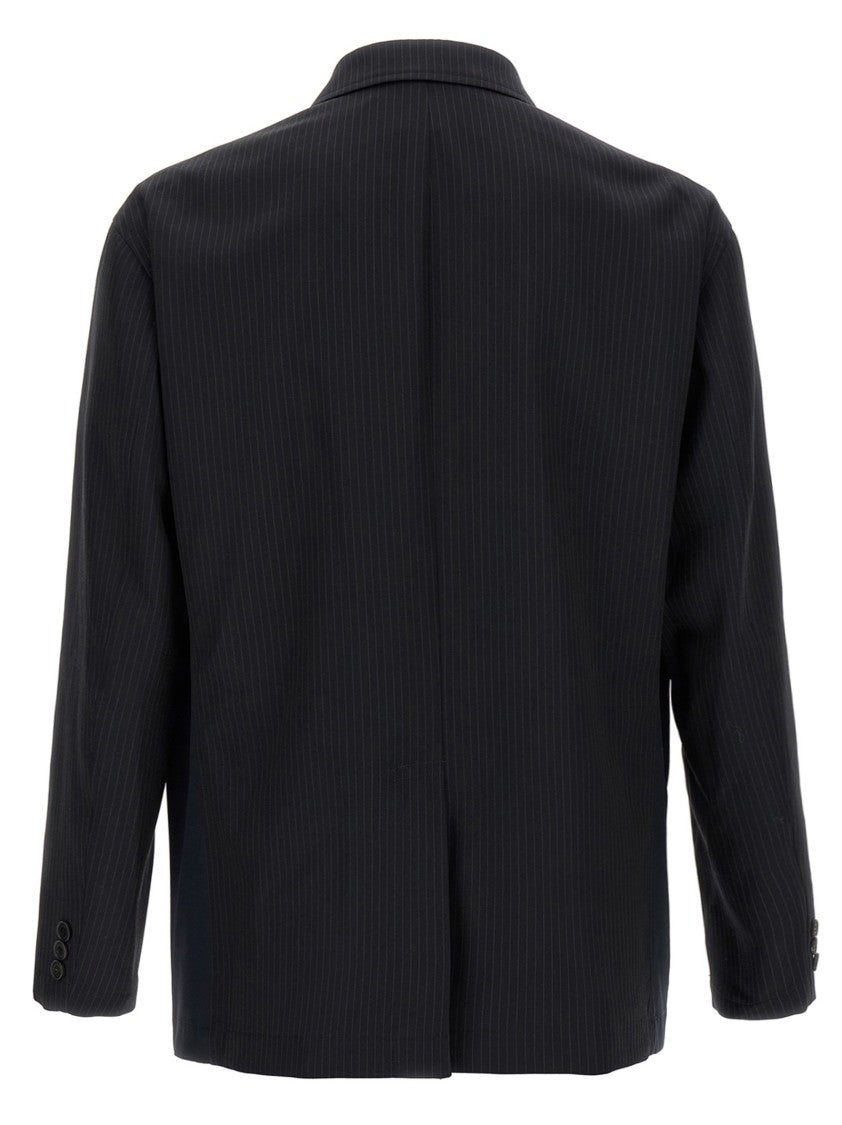 Comme Des Garçons Pinstripe Wool Blazer With Solid Cotton Sleeves