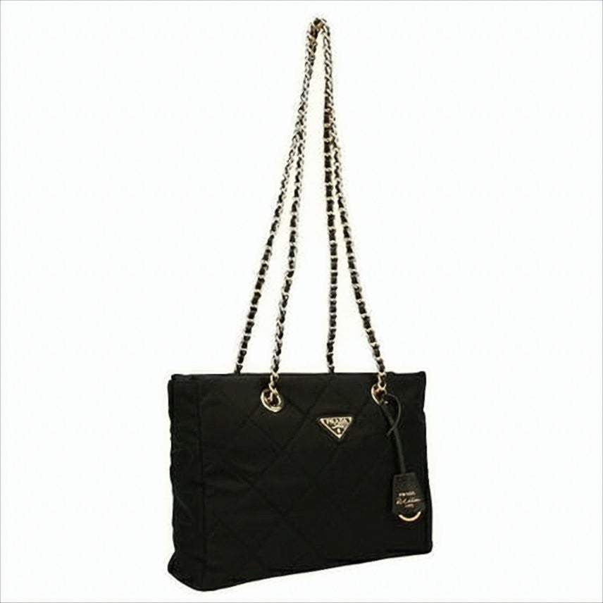 Prada Quilted Black Fabric Shoulder Bag