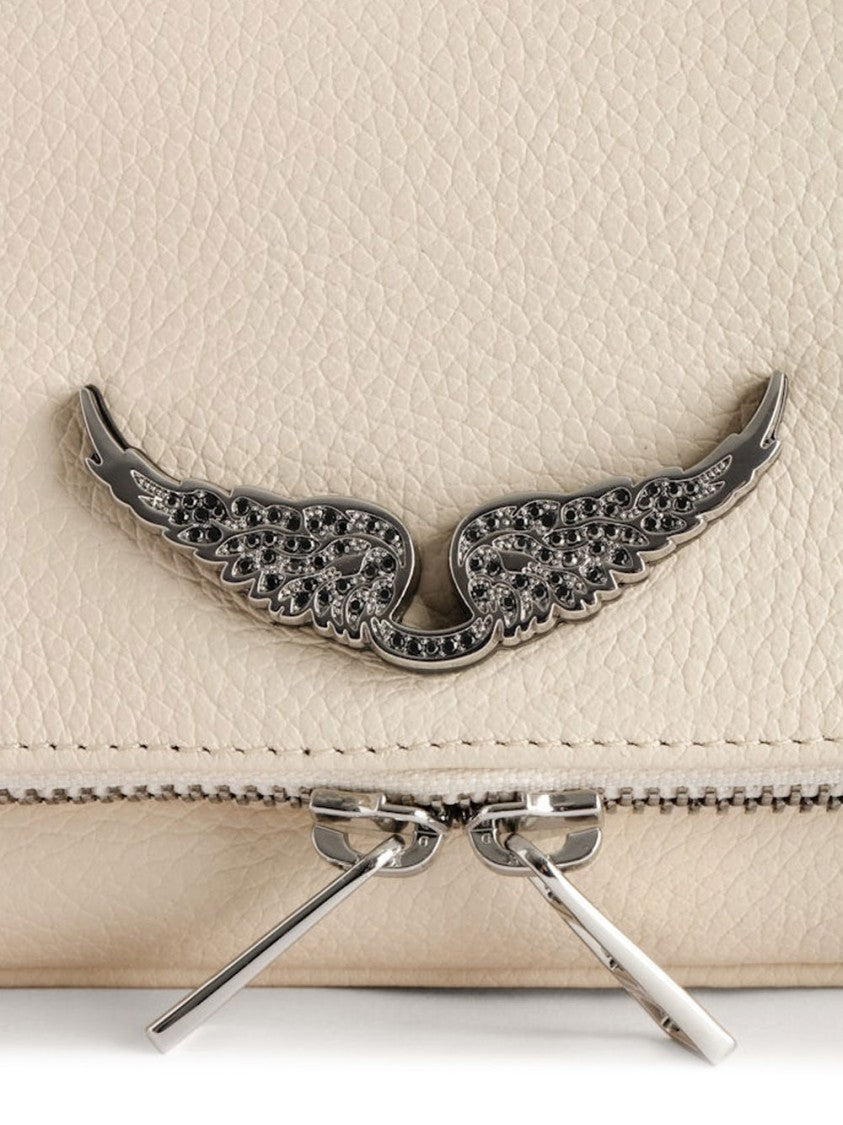 Zadig & Voltaire Rectangular Textured Clutch Bag With Metallic Wing Detail